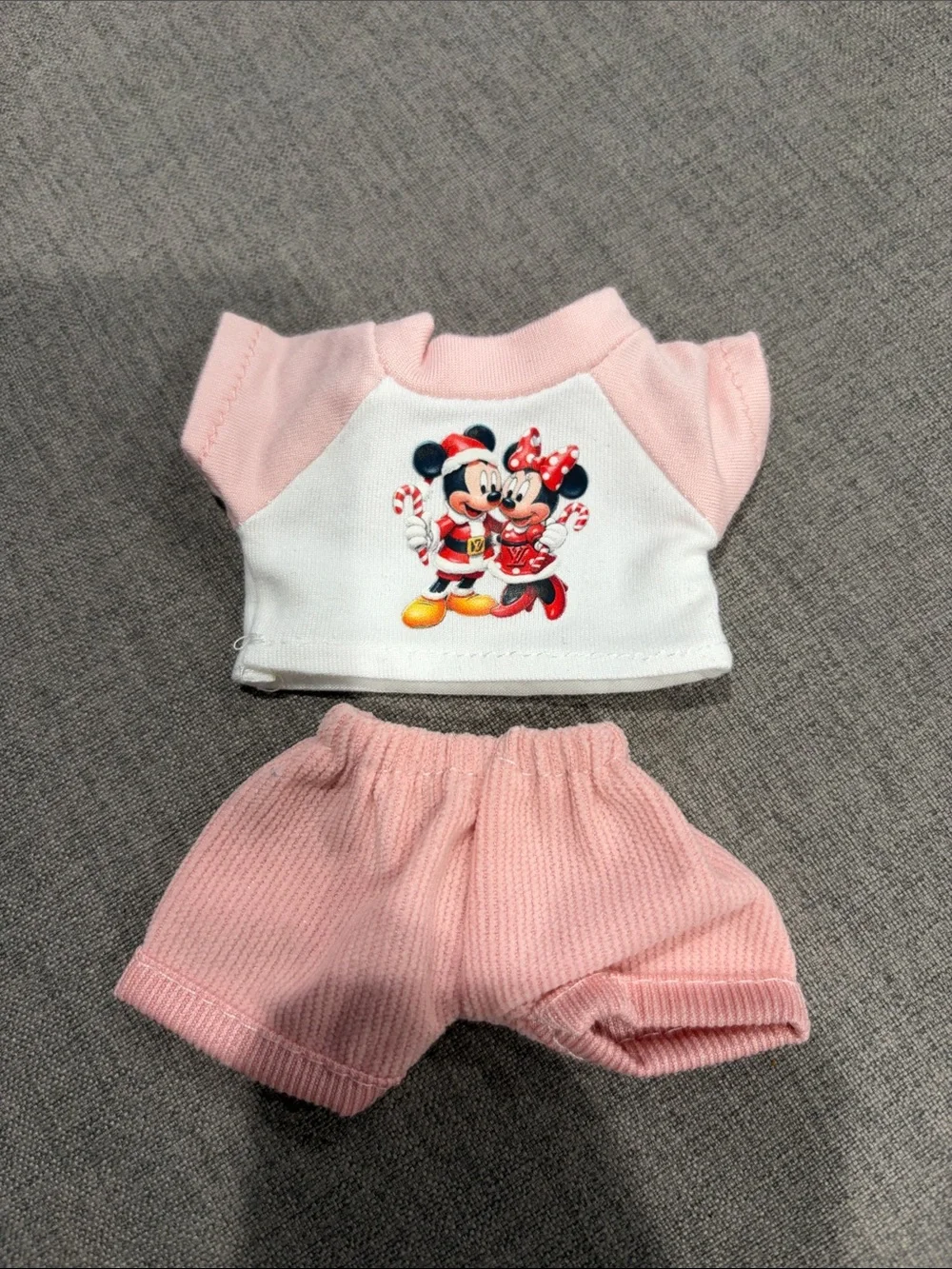 Labubu or XS Doll Disney Pink & White Minnie and Mickey Holiday Outfit
